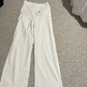 Bershka wide leg white trousers size 4